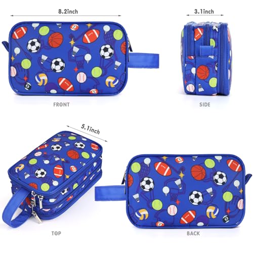 Kids Toiletry Bag for Boys, Travel Toiletry Bag for Little Young Boys Waterproof Hanging Wash Bag Toddler Traveling Toiletries, Soccer Balls Blue - color: Soccer Balls