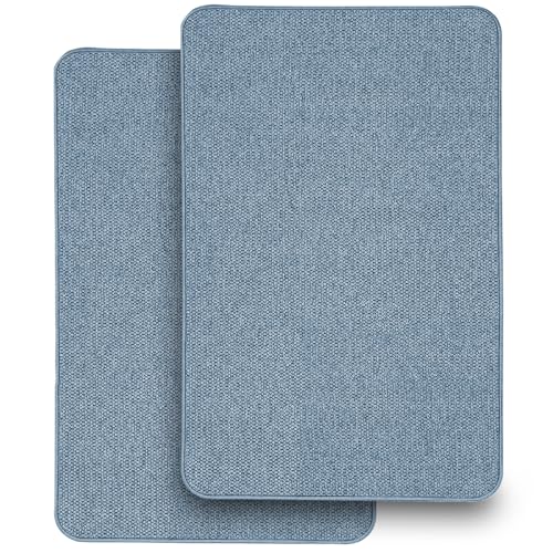 2 Pack Bathroom Rugs 17x27Inch, Thin Bath Mat with Rubber Backing Non-Slip, Absorbent,Quick Dry Machine Washable, Home Decor Accessories Cozy Cloth Bathroom Mat fit Under Door/Sink/Tub/Shower-Blue - color: Blue, size: 17"x27"-2 PACK