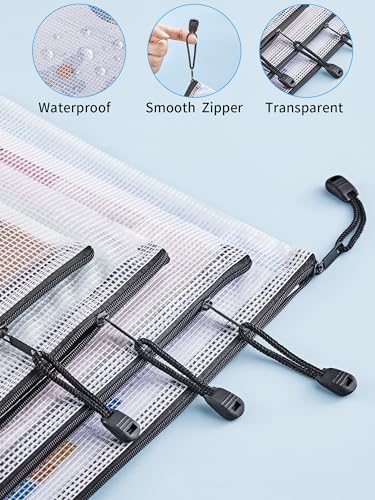 JARLINK 18 Pack 8 Sizes Mesh Pouch, Waterproof Zipper File Bags Document Multipurpose Travel Bags for Office, School, Board Game, Puzzles, Cosmetics, Travel Accessories, and Home Organize, Black. - style: Black