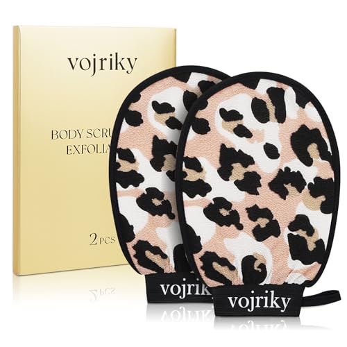 Durable Body Scrub, Dead Skin Remover & Body Scrubber Exfoliator, Body Exfoliating Gloves for Shower, washcloth exfoliating, exfoliating Glove for Smooth Skin 2PCS