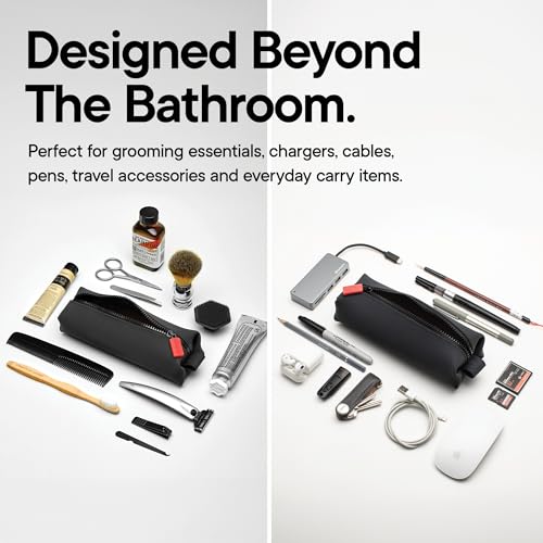 TOOLETRIES The Koby Dopp Kit Toiletry Bag- Mini 8.5" x 2.75" x 2", Charcoal | Compact silicone leak-resistant travel toiletry bag with a heavy-duty zipper that's easy to clean. - color: Charcoal, size: Mini 8.5” x 2.75” x 2”