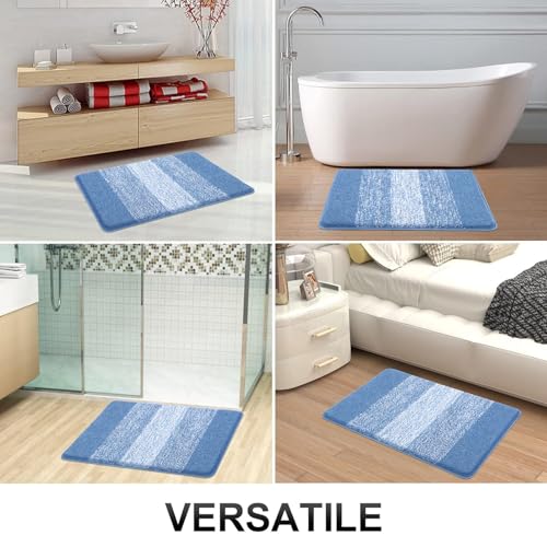 Bsmathom Bathroom Rugs Sets 5 Piece, Soft Absorbent Microfiber Bath Rugs with U-Shaped Contour Toilet Rug and Toilet Lid Cover, Thick Non-Slip Plush Shaggy Bath Mat Set,Blue - color: Blue, size: 18"x26"+20"x31"+20"x48"+U20"x24"+Cover19"x21"