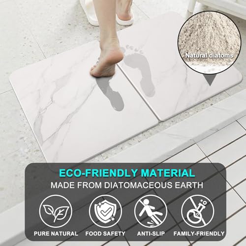 Stone Bath Mat, Foldable Non-Slip Stone Bath Mats for Bathroom 24"x16", Absorbent Quick Dry Diatomaceous Earth Bath Mat, Magic Stone Dish Drying Mat for Kitchen Counter, Pet & Plant - color: White Marble