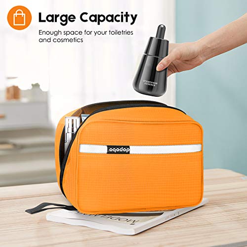 Travel Toiletry Bag for Women, Dopp Kit for Men, Waterproof Makeup Bag Shaving Bag with Hanging Hook, Portable Toiletry Organizer for Traveling and Camping - color: orange