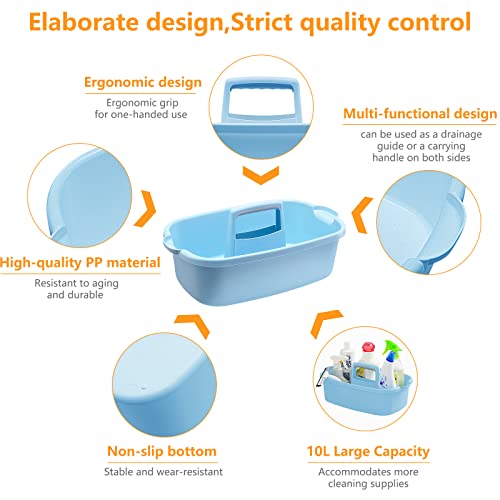 Goderewild 2 Pack Multi-Purpose Plastic Cleaning Caddy with Handle, Shower Caddy Organizer/Storage Basket/Totes Portable for Bathroom Supplies, Cleaning Products, Under Sink Tool, Housekeepers (Blue2) - color: Blue×2, size: 2 Pack