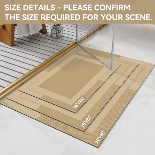 YDKGL Non Slip Bath Mat, Rubber Backing Ultra Thin Bathroom Rugs Fit Under Door Quick Dry Super Absorbent Washable Bath Rug Shower Mat for Bathroom Floor Bathtub Shower Sink, Easy Care Brown 16"x 24" - color: A- Brown, size: 16" x 24“