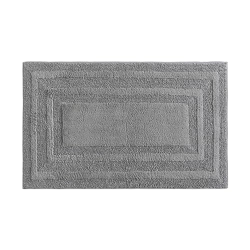 Eddie Bauer - Bathroom Rug, 100% Soft Plush Tufted Cotton Bath Rug, Highly Absorbent, Quick-Dry, and Skid-Resistant Backing (Logan Chrome Grey, 24" x 40") - color: Chrome Grey, style: 24" x 40"