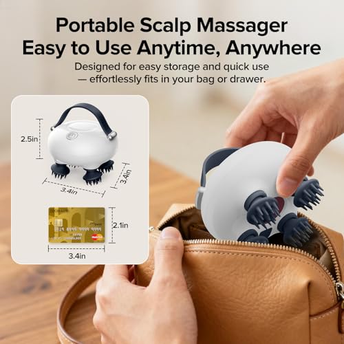 Scalp Massager, Head Massager Scalp with Tangle-Resistant Design, Portable Head Massager, Hair Massagers with 12 Massage Heads, 3 Modes, Mothers Day Gifts, Father Day Gifts for Mom, Dad - color: Off White