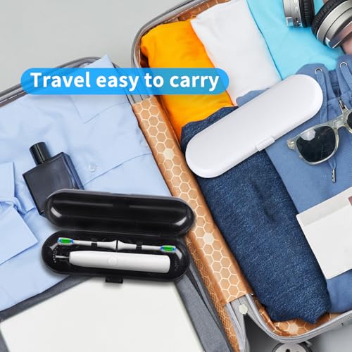 Fowecelt 2 Pack Electric Toothbrush Travel Case for Oral-B Pro and Other Electric Toothbrush, Portable Travel Toothbrush Holder (Black & White) - color: Black & White
