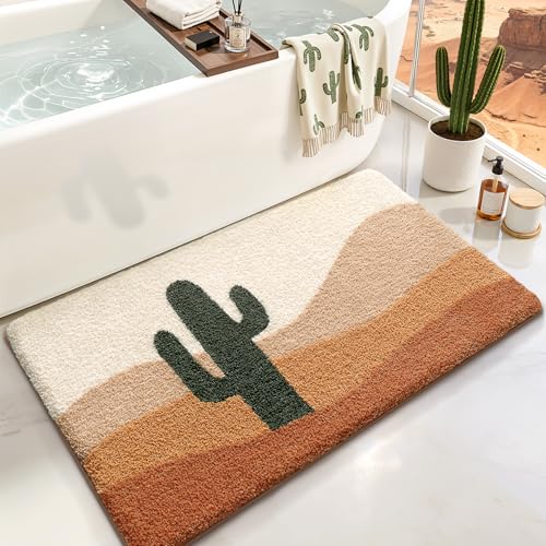 LUMI Bathroom Rugs Cute Cactus Design, Soft Absorbent Microfiber Bath Mat Non-Slip, Machine Washable Quick Dry Luxury Rug Desert Fun Plant for Floor, Bathtub, Home Decor, 24"x36" - color: B-cactus, size: 24"x36"