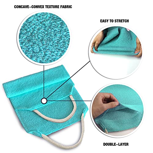 Evridwear Exfoliating Back Scrubber for Shower, Back Washer for Men Women | Loofah with Handle, Extended Length, Stretchable, Deep Cleansing for Hard-to-Reach Areas, Skin Massage (Angel Blue) - size: Angel Blue Back Scrubber