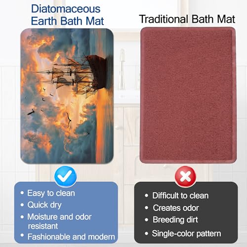 Elightvap Bath Mat Sailboat Landscape Bathroom Rug,Soft and Non Slip Bath Rugs,Quick Drying Machine Washable Floor Mat 17 * 29.5 Inches for Shower Room,Bathtub,Kitchen Bathroom - color: Sailboat Landscape