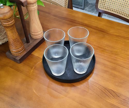 3 Trays Round Black Tray (8 Inch), Bathroom & Kitchen Hard Tray | Versatile Vanity, Coffee Table, Serving Tray | Farmhouse & Modern Countertop Organizer - color: Black-3 Tray, size: 8"
