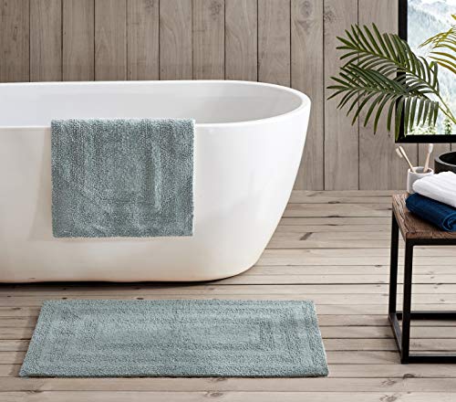 Eddie Bauer - Bathroom Rug, 100% Soft Plush Tufted Cotton Bath Rug, Highly Absorbent, Quick-Dry, and Skid-Resistant Backing (Logan Green, 2 Piece) - color: Green, style: 2 Piece