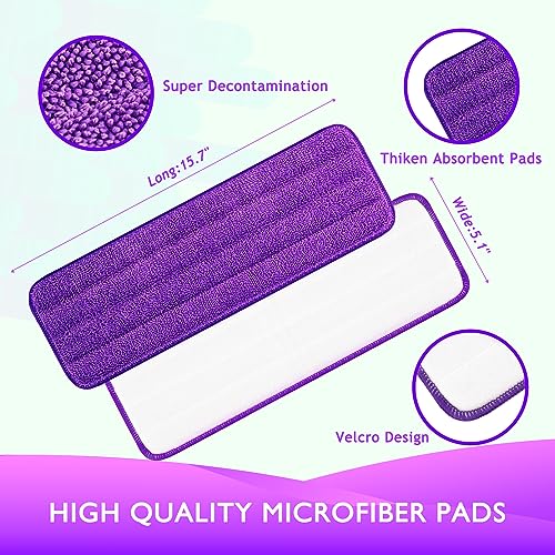 6 Pack Reusable Power Mop Refill Pads for Swiffer Power Mop - Swifter Powermop Pads Refills - Multi-Surface & Wood Mopping Pad Refill for Floor Cleaning - Washable Microfiber Pad - color: 6 Pack (Purple)