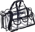 Professional Clear PVC Makeup Kits Organizer Make up Set Bag MUA Carry All Artist Transparent Vinyl Travel Cosmetic Bag with 6 External Pockets & Tissue Holder