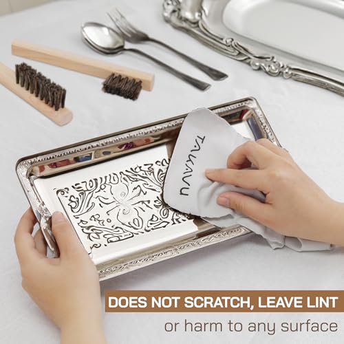 TAKAVU Horsehair Detail Brush Set, Silver Cleaning Brushes & Polish Cloth for Silverware Plateware Jewelry - color: 2pcs Horsehair Brush Set