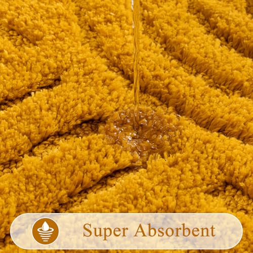 SHACOS Bathroom Rugs Sets 5 Piece Ultra Soft Absorbent Microfiber | Bath Mat with Bath Runner, U Shape Contour Rug, Toilet Lid Cover, Non Slip Machine Washable Carpet for Bedroom, Honey Mustard - color: Honey Mustard