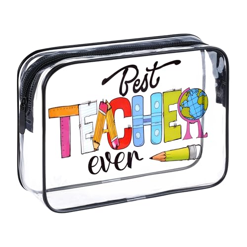 Teach Bag Clear Zipper Pouch, Teacher Survival Kit Bag, Clear Makeup Cosmetic Bag, PVC Waterproof Travel Toiletry Bag Graduation Thanks Gift (B) - style: B