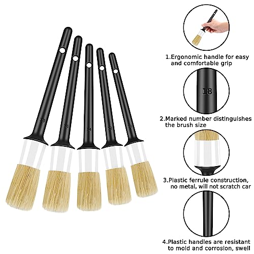 HMPLL 10pcs Car Detailing Kit, Premium Detailing Brush Set Includes 5 Soft Car Detailing Brushes, 3 Wire Brush, 2 Air Vent Brush for Cleaning Car Interior and Exterior Detailing, White - color: white