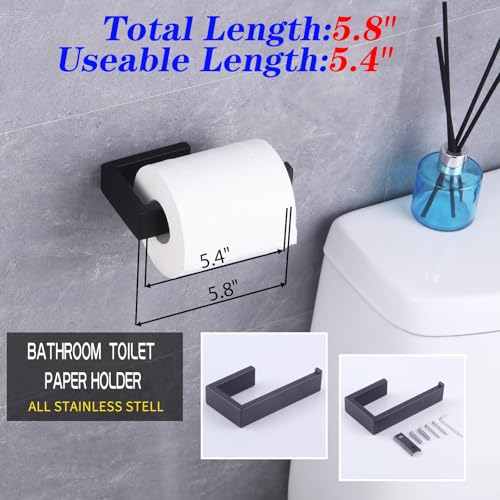 GERZWY Bathroom Accessory 2-Piece Set SUS 304 Stainless Steel Toilet Paper Holder Towel Ring Wall Mount, Matte Black HG1708-2BK - color: Matte Black