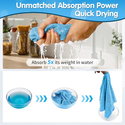20 Pack Blue Microfiber Cleaning Cloth, Lint-Free Car Wash Towels, All-Purpose Absorbent Cleaning Rags for Housekeeping, Dust Cloth for Office, Mechanic, Automotive - color: Blue