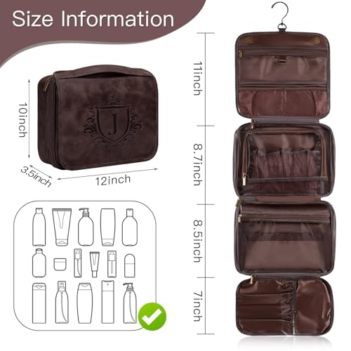 Personalized Dad Gifts from Daughter Son 3-in-1 Mens Toiletry Travel Bag, Unique Hanging Shaving Bag Valentines Easter Fathers Day Birthday Gifts for Men Father New Dad Grandpa Dark Brown A - color: Dark Brown, style: A