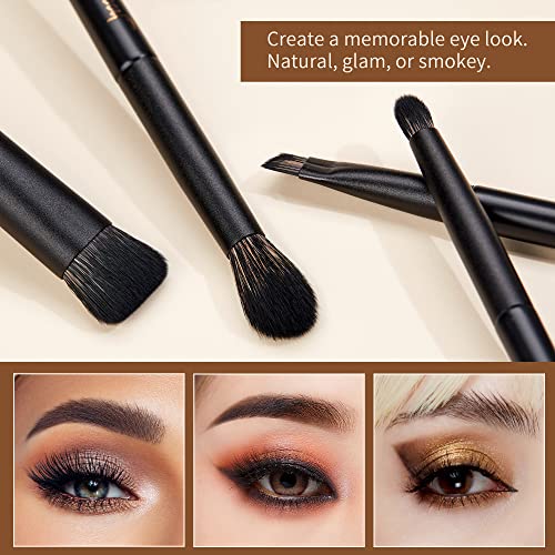 Makeup Brushes Set Jessup Make up Brushes 14Pcs Black Kabuki Foundation Eyeshadow Contour Concealer Powder Eyeliner Crease Eyebrow Blending Brush, T336 - color: B-Matte Black-14pcs, size: Full Brush Set