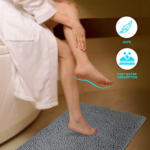 Secura Bathroom Rugs 39x24 Inches – Thick Plush Bath Mat, Ultra Soft Absorbent Bathroom Mat, Non Slip Machine Washable Bath Rugs for Tub, Shower Room Floor (Gray) - color: Grey, size: 2' x 3'3" (Square)