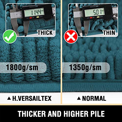H.VERSAILTEX Bath Mats - Luxury Chenille Non Slip Bathroom Rugs, Extra Soft, Absorbent, Shaggy, Washable, Fast Dry 2 Piece (Dark Teal, 24" x 36"/20" x 32") - color: Dark Teal, size: 20" x 32" Plus 24" x 36"