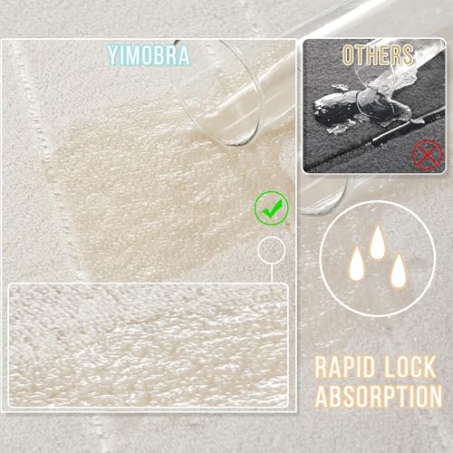 Yimobra 3 Pieces Memory Foam Bath Mat Set with U-Shaped Toilet Rug - Non Slip Super Soft Absorbent Quick Dry Bathroom Rugs for Bathtub, Vanity & Toilet Base, Cream White - color: Cream White, size: 44''x24'' + 31.5''x20'' + 24''x20''