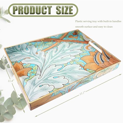 Spsyrine Serving Tray with Handles, Plastic Decorative Tray for Coffee Table, Living Room, Home Decor, Sunflower - color: Multi E