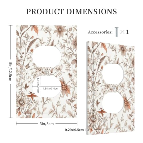 Decorative Outlet Covers Boho Floral Beige Flower And Leaf Botanical 1 Gang Duplex Light Switch Cover Plate Electrical Switch plates Wall Plates Receptacle Covers for Bathroom Bedroom Decor - color: Boho Floral Beige Flower And Leaf Botanical, size: 1 Gan