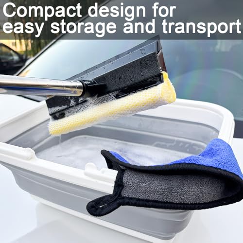 Window Cleaning Kit, Squeegee with Bucket for Windshield Cleaning, Bathroom, Shower Doors, Mirrors, Tiles, and Car Windows (Grey) - color: Gray