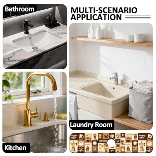 2 Pcs Kitchen Sink Splash Guard Faucet Mat Coffee Pattern Faucet Mat for Sinks Absorbing Drying Mats for Kitchen Bathroom - color: Coffee Pattern
