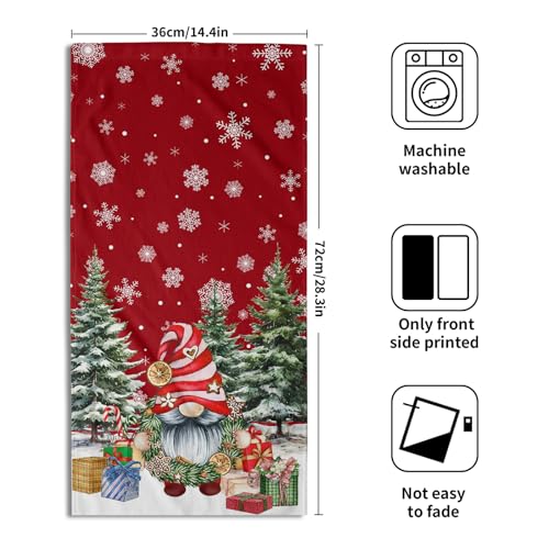 Red Christmas Cute Gnomes Hand Bath Towel Set of 2 Winter Snowflake Towel 14"x28" Winter Gnomes Hand Towels for Bathroom Soft Highly Absorbent Xmas Fingertip Towel for Home Farmhouse Hotel SPA Gym - color: Christmas Cute Gnomes