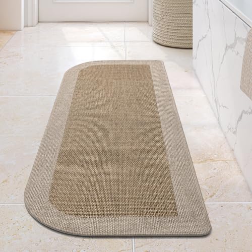 YDKGL Bathroom Runner Rug, Thin Bath Mat Non Slip Washable Long Bathroom Rugs, Rubber Backing Quick Dry for Floor, Tub and Shower, Brown Beige 17x47 - color: A-beige Brown, size: 17"x 47"