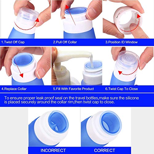 Gym Refillable Bottles Leak Proof Camping Travel Containers with Shower Lanyard,3.3oz TSA Approved Squeezable Silicone Travel Tube Set for Gym Shampoo Lotion Soap - color: 5 Pack: 3.3oz 4C + Shower Lanyard