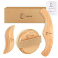Dry Body Brush Set for Lymphatic Drainage, Round Boar Bristle Dry Brushing Body Brush with Strap, Wood Therapy Kit with Wooden Acupressure Massage Tools for Face Body Gua Sha Sculpting