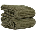 PÜSKÜL Natural 100% Turkish Cotton Waffle Bath Towels Set of 2-Piece | 32x63 inch Extra Large Absorbent Quick-Dry Lightweight Spa Towel | Honeycomb Weave Towel (Khaki Green Bath Towels - Pack of 2) - color: Khaki Green