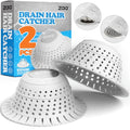 zaa Bathtub Drain Hair Catcher, Premium Silicone Collapsible 2 Pack Drain Protector for Pop-Up and Regular Drains of Shower, Bathtub, Tub, Bathroom, Sink, White - color: White