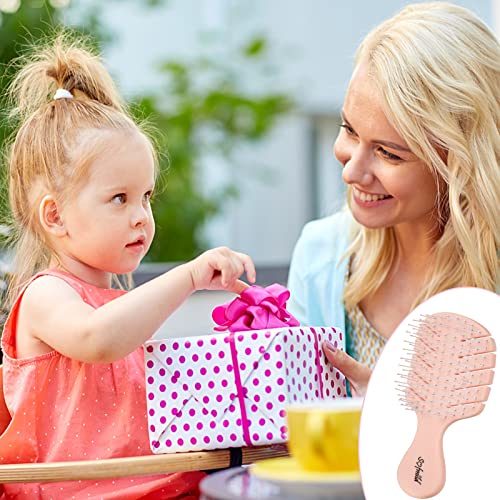 Mini Travel Hair Brush for Women, Curly & Wet Hair | Compact Detangler Brush for Girls & Kids, Gently Removes Knots; Travel Must-Have for Purse, Car, Office, Gym, Beach & Trips - color: Small-pink