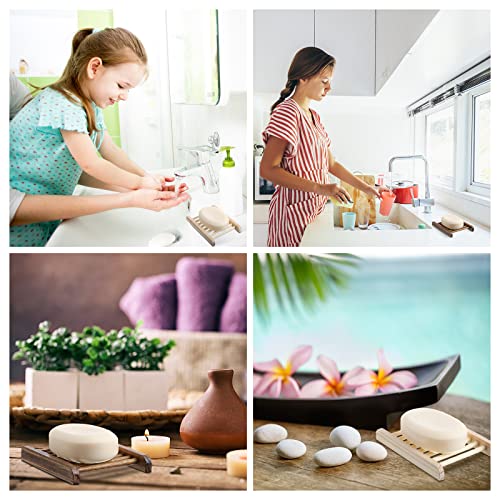 Rtteri 100 Pieces Bamboo Wood Soap Dish Tray Bathroom Wooden Soap Holder Handmade Bathtub Shower Dish Accessories for Home Bathroom Kitchen Sponge Scrubber