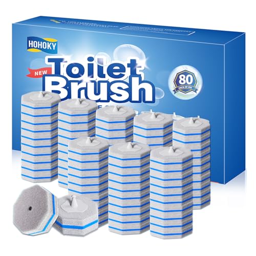 Hohoky 80Pcs Toilet Wand Refills for Disposable Toilet Bowl Brush Scrubber Cleaner Refill Pads,Toilet Brush Replacement Compatible Heads with Most Toilet Brushes Scrubber