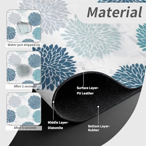 Faucet Fast Absorbent Pad - Green And Blue Chrysanthemum Drying Pad, Suitable For Kitchen, Bathroom, Island And Other Scenes - color: Green and blue chrysanthemum