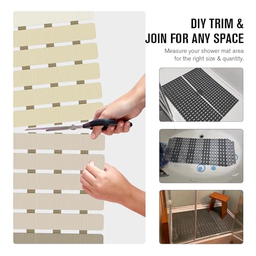 MBOSS Bath Tub Shower Mat Non Slip Bathtub Mats for Bathroom Shower Floor Mat Bath Mats for Shower Tub Anti Slip Shower Mat with Drain Hole and Large Suction Cups - color: 4-color Gradient Beige, size: 27.5" x 15.7" (Rectangular)