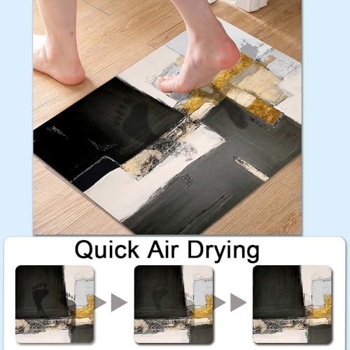 Bath Mat Rug,Abstract modern black gold Non Slip Quick Dry Super Absorbent Thin Bathroom Rugs Fit Under Door-Easy to clean Bathroom Floor Mats-Shower Rug for Shower Sink Bathtub(20" x 31"In) - color: Abstract Modern Black Gold, size: 1'8" X 2'8" (Rectangu