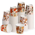 WRAPAHOLIC 3oz Woodland Animal Paper Cups - 100 Pack Disposable Bathroom Cups with Fox, Bear, Deer and Owl 4 Designs, Small Mouthwash Cup for Toothbrush Rinse, Home Bathroom, Fall and Baby Shower - color: Fox/Bear/Deer/Owl