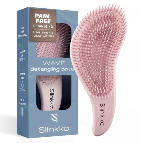 Detangler Brush, Curly Hair Brush for Women, Men & Kids - Wet & Dry Detangling Hair Brush for Curly, Thick, Fine & Wavy Hair - Anti-Breakage Wave Brush, Pain-Free Hairbrush, Pink, Rose Clay - color: Rose Clay