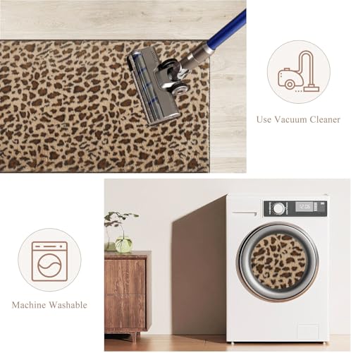 Bathroom Rugs Leopard Print Bath Mats Cheetah Fluffy Rug 20X47 Inch Non Slip Bath Rug Washable Bath Mat Shower Rug for Bathroom Floor Sink Shower Vanity - size: 1'8" x 3'11" (Rectangular)